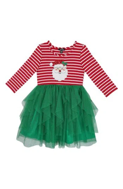 Zunie Kids' Santa Appliqué Dress In Multi