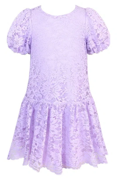 Zunie Kids' Scallop Hem Lace Dress In Purple