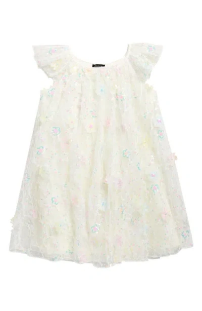 Zunie Kids' Sequin & Floral Appliqué Float Dress In White