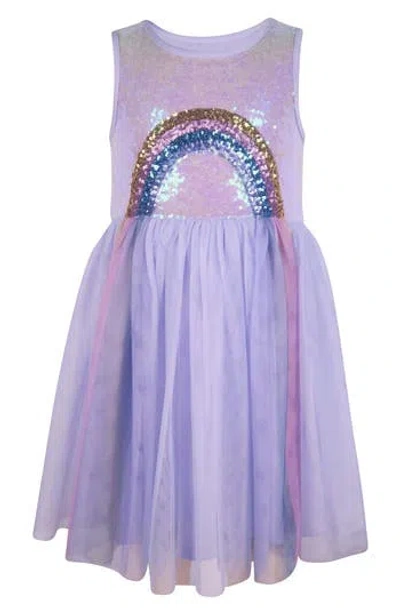 Zunie Kids' Sequin Bodice Rainbow Tutu Dress In Lavender
