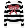 Zunie Kids' Sequin Bow Stripe Sweater In Multi