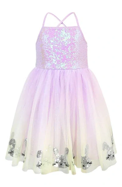Zunie Kids' Sequin Bunny Border Tulle Party Dress In Pink