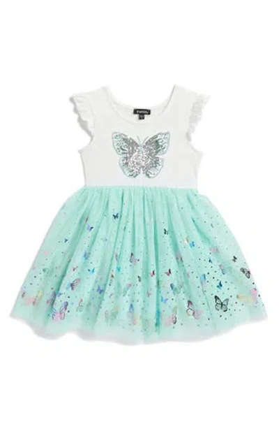 Zunie Kids' Sequin Butterfly Flutter Sleeve Tulle Dress