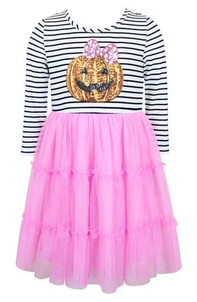 Zunie Kids' Sequin Pumpkin Tutu Dress In Pink