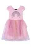 Zunie Kids' Sequin Rainbow Tiered Dress In Pink Multi