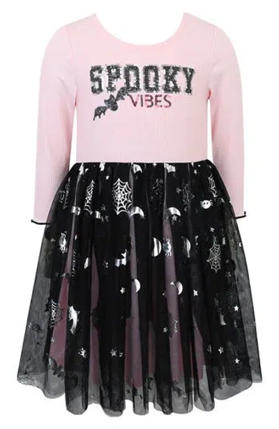 Zunie Kids' Sequin Spooky Tiered Dress In Pink