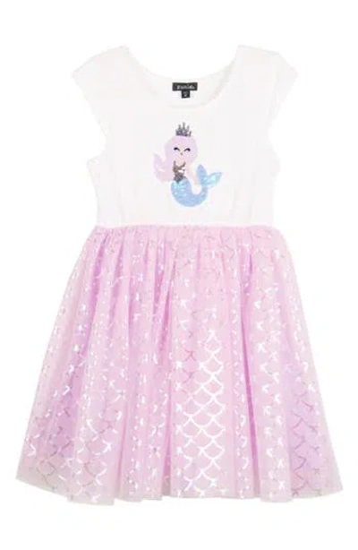 Zunie Kids' Sequin Tulle Dress In Ivory/orchid