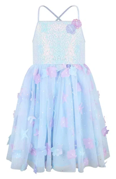Zunie Kids' Sequin Tulle Party Dress In Blue