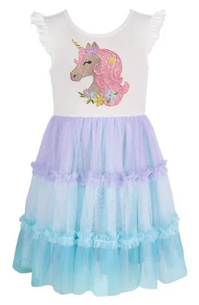 Zunie Kids' Sequin Unicorn Tutu Dress In Blue