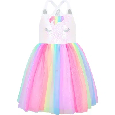 Zunie Kids' Sequin Unicorn Tutu Dress In Multi
