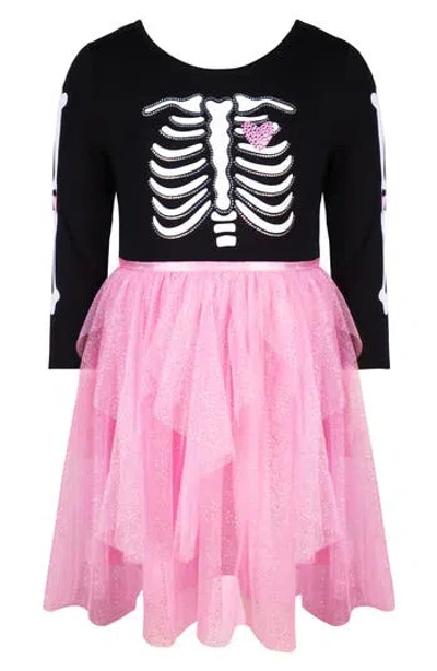 Zunie Kids' Skeleton Tutu Dress In Pink