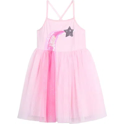 Zunie Kids' Sleeveless Rainbow Tulle Dress In Pink
