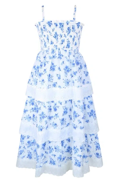 Zunie Kids' Smocked Bodice Maxi Dress In White