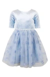 Zunie Kids' Snowflake Velvet Dress In Blue