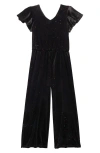 Zunie Kids' Sparkle Velour Jumpsuit In Black