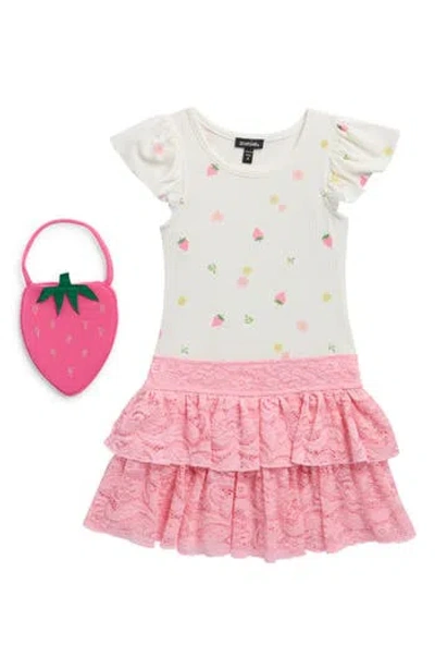 Zunie Kids' Strawberry Dress & Handbag Set In Multi