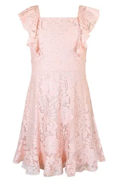 Zunie Kids' Stretch Lace Dress In Pink