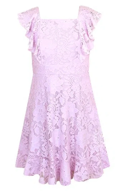 Zunie Kids' Stretch Lace Dress In Purple