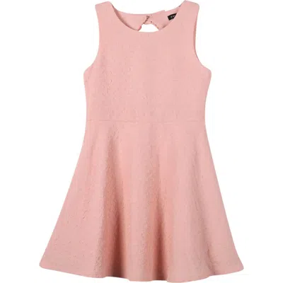 Zunie Kids' Textured Bow Fit & Flare Dress In Blush