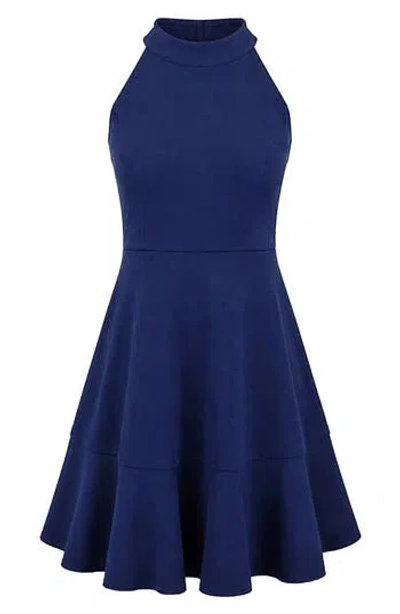 Zunie Kids' Textured Knit Skater Dress In Blue