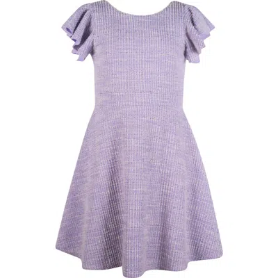 Zunie Kids' Textured Skater Dress In Lilac/mult