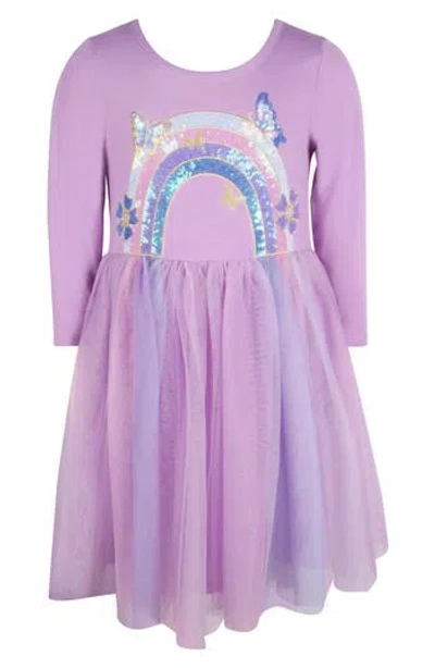 Zunie Kids' Three Quarter Sleeve Rainbow Tutu Dress In Pink