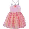 Zunie Kids' Unicorn Sequin Bodice Party Dress In Peach Multi