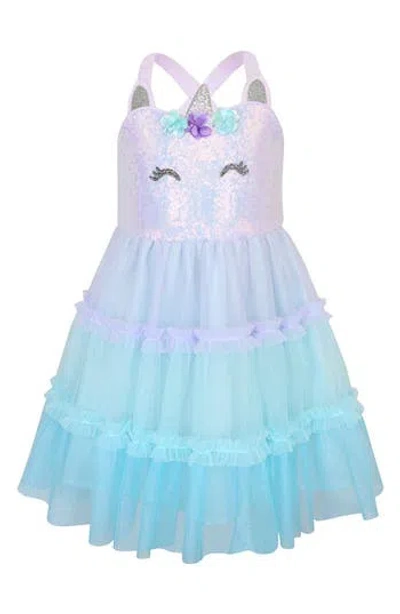 Zunie Kids' Unicorn Sequin Mesh Dress In Multi