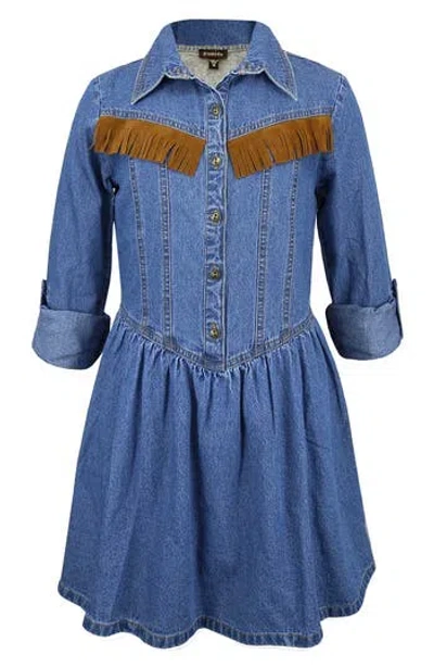Zunie Kids' Western Drop Waist Denim Dress In Blue