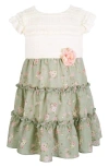 Zunie Lace & Clip Dot Chiffon Party Dress In Green