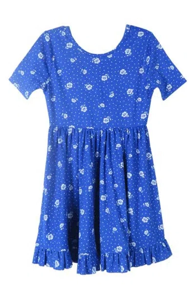 Zunie Scoop Neck Strawberry Dress In Royal/white