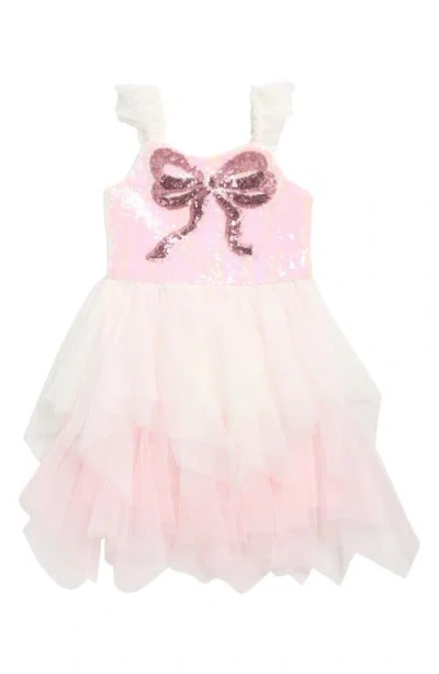 Zunie Kids'  Sequin Bow Ruffle Tulle Dress In Pink