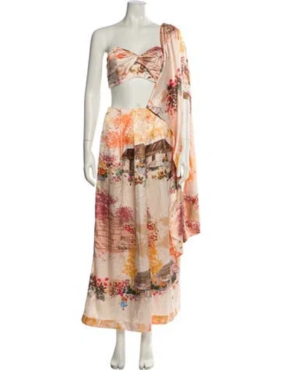Pre-owned Zunilda Gutierrez Floral Print Strapless Jumpsuit W/ Tags In Multi