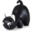 Zuny Cat Faux Leather Bookend In Black