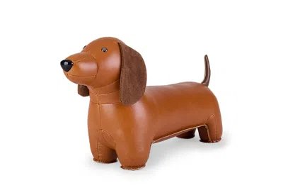 Zuny Giant Teckel (dachshund) Stool In Tan + Brown