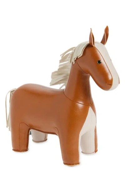 Zuny Horse Faux Leather Bookend In Brown