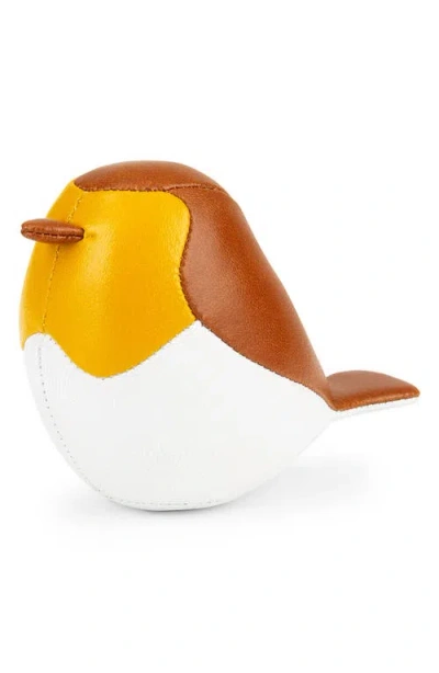Zuny Mini Bird Robin Faux Leather Paperweight In Multi