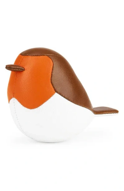 Zuny Mini Bird Robin Faux Leather Paperweight In Multi