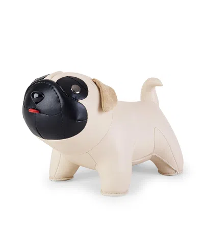 Zuny Pug Bookend In Wheat + Black