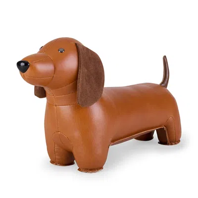 Zuny Teckel Bookend In Tan + Brown