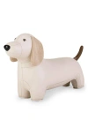 Zuny Teckel Dachshund Faux Leather Bookend In White