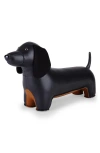 Zuny Teckel Dachshund Faux Leather Bookend In Black