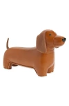 Zuny Teckel Dachshund Faux Leather Bookend In Brown