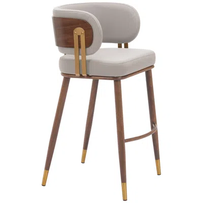 Zuo Brew Barstool Beige & Walnut