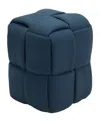 Zuo 20" Polyester Checks Weave Square Ottoman Stool In Navy