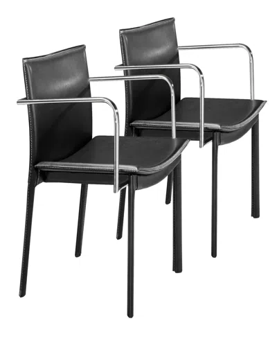 Zuo 28" Each, Set Of 2 Steel, Polyurethane Gekko Conference Chair In Black