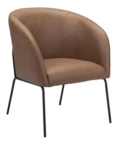 Zuo 30" Steel, Polyester Quinten Boho Chic Accent Chair In Vintage-like Brown,gold