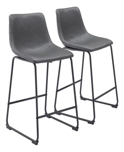 Zuo 35" Each, Set Of 2 Steel, Polyurethane Smart Counter Chair