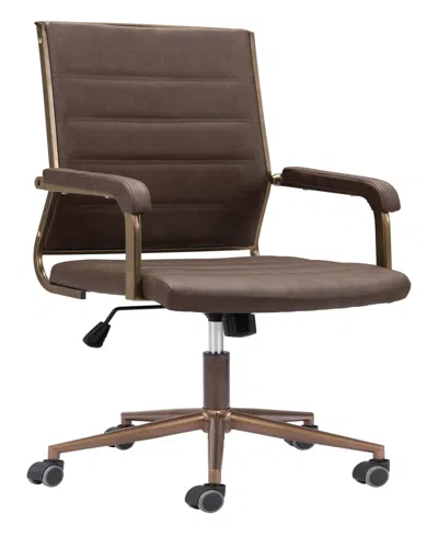 Zuo 41" Steel, Polyurethane Auction Swivel Base Office Chair In Brown