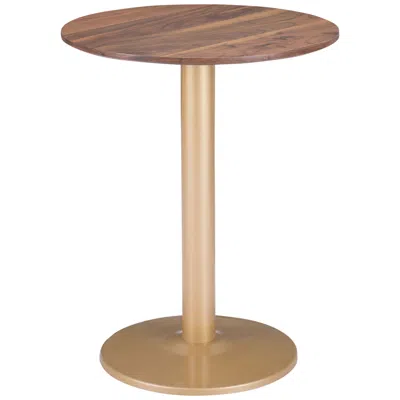 Zuo Alto 23 1/2" Wide Brown And Gold Bistro Table